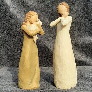 Vintage Willow Tree 2002 Peace On Earth Angel Figurine 8" & 2003 Joy Figurine 9"